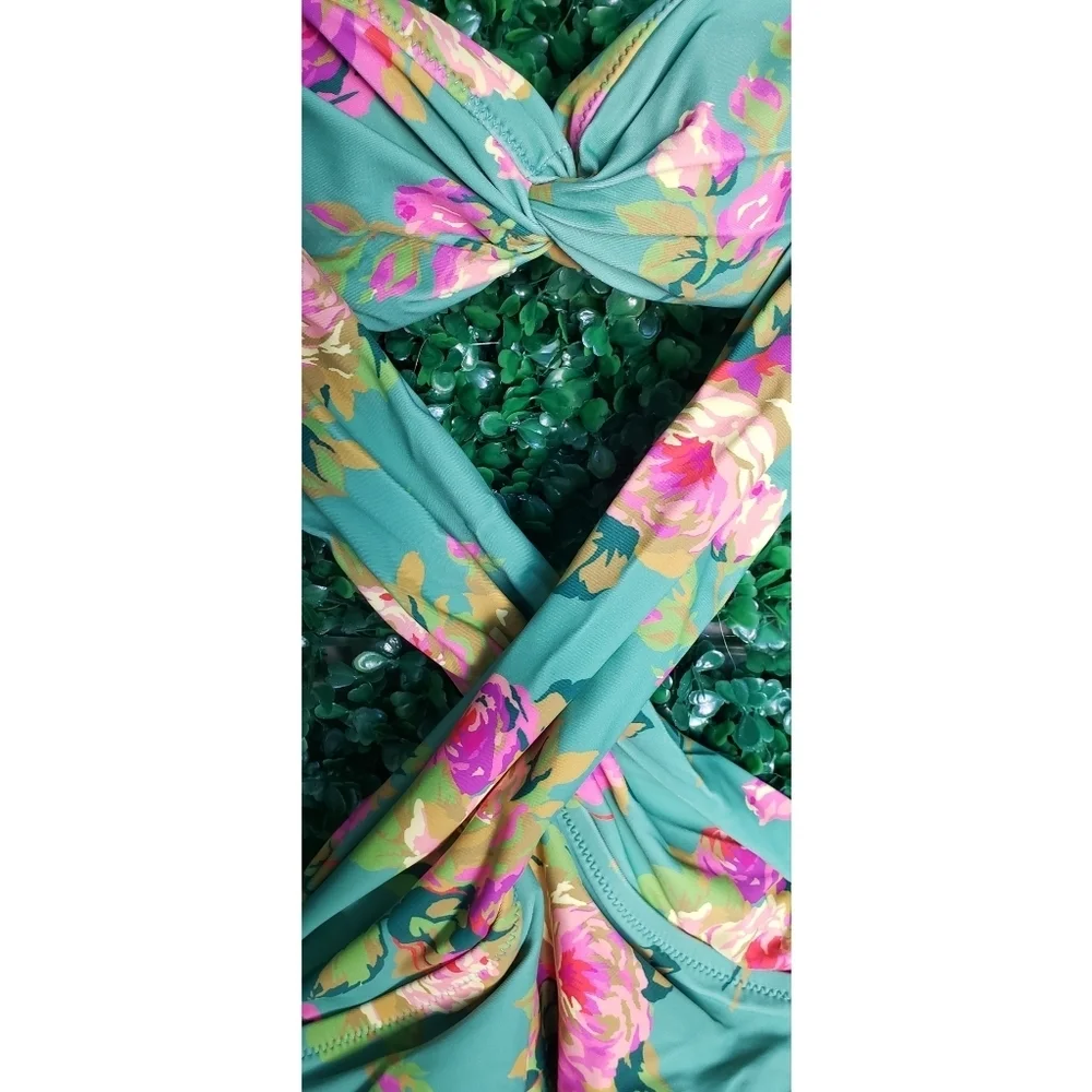 10. J.Crew Crisscross cutout bandeau one-piece in rose garden
